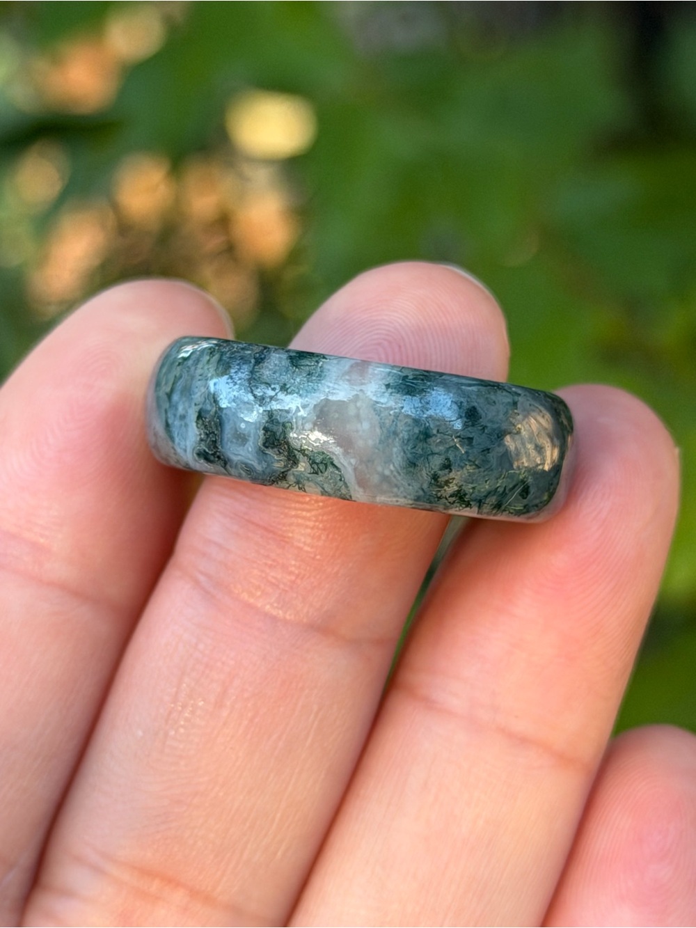 Size 10 Moss Agate Band Ring 1797